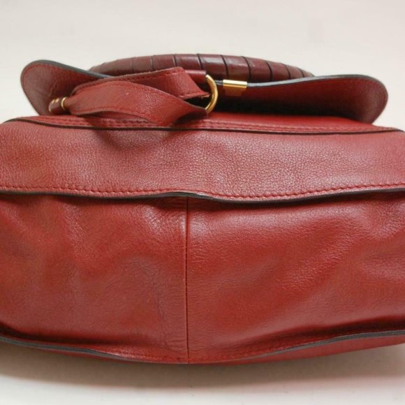Auth Chloe Marcie Medium Shoulder Bag Leather Red - Picture 8 of 15
